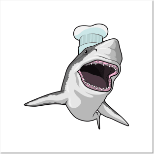 Shark as Cook with Chef hat Posters and Art